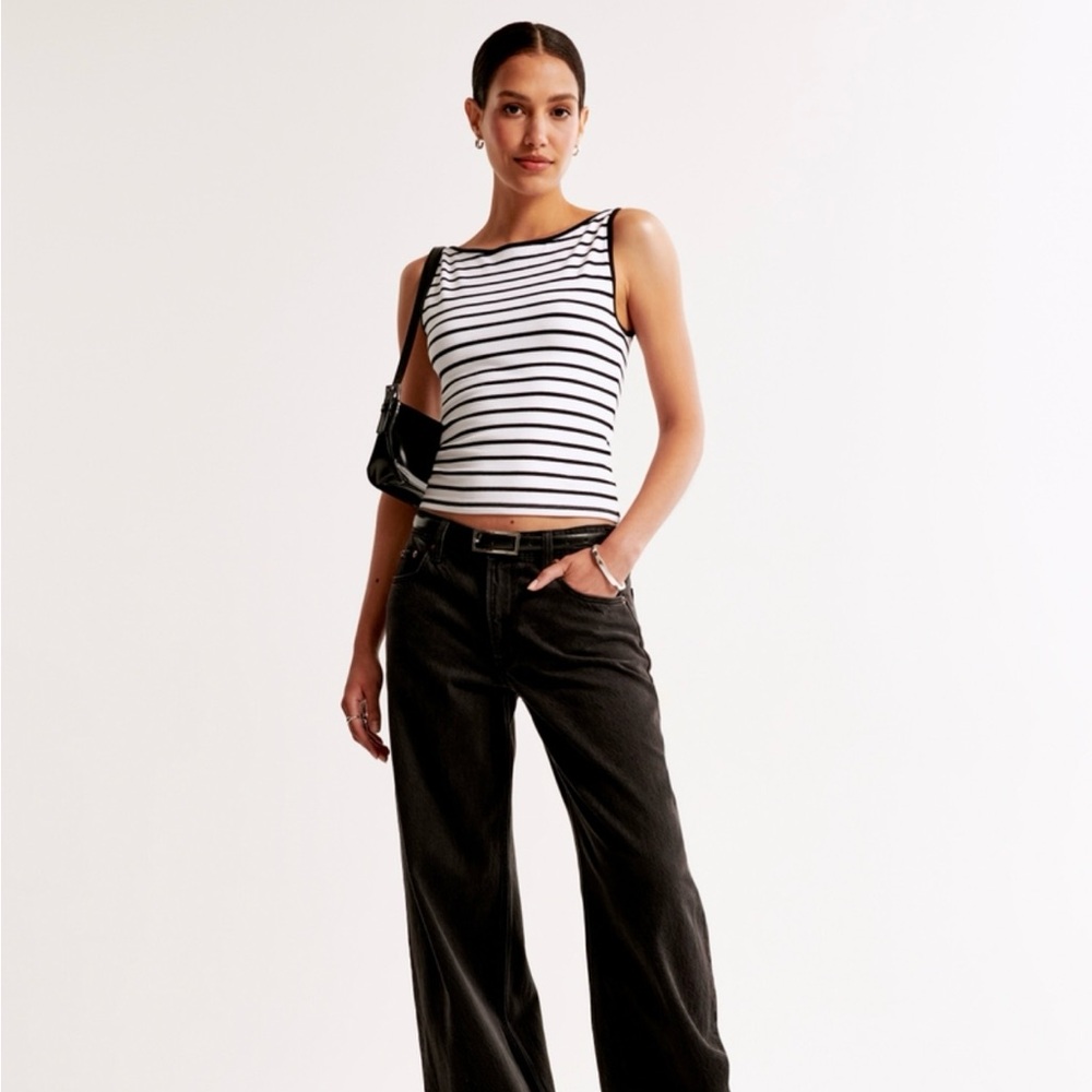 NWT Abercrombie boat neck striped tank, seamless cotton blend